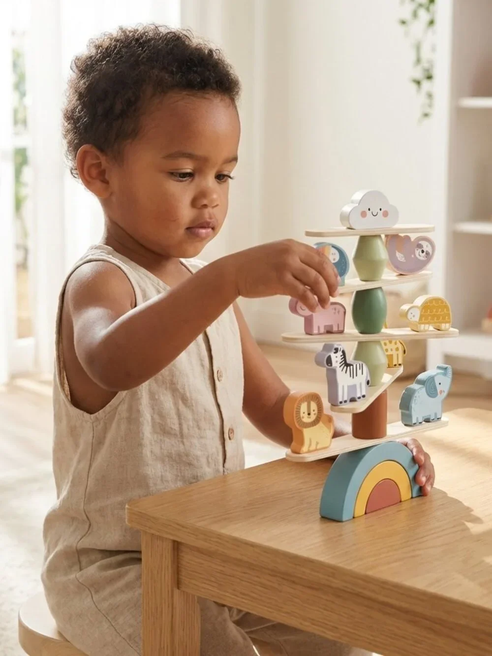 NEW Montessori Wooden Animal Stacking Balance Toy Educational Toddler Gift